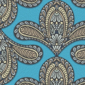 PAISLEY INSPIRED TURQUOISE BLUE 10 XL