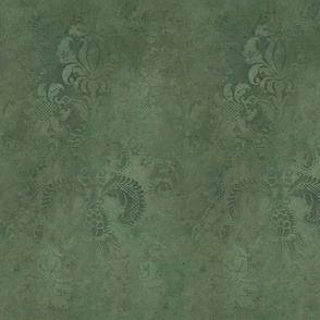 Grunge Damask sage green