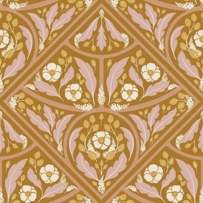 Diamond Flora // Mustard Yellow and Blush Pink // Medium Scale