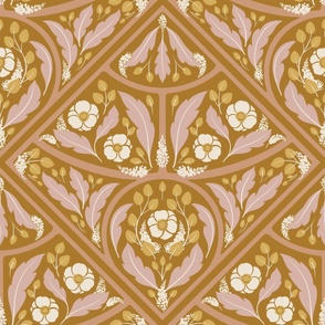 Diamond Flora // Mustard Yellow and Blush Pink // Jumbo Scale