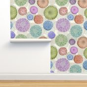 (L) Sand Dollars and Sea Urchin Watercolors // Purple, Pink, Green, Blue, Orange // Large