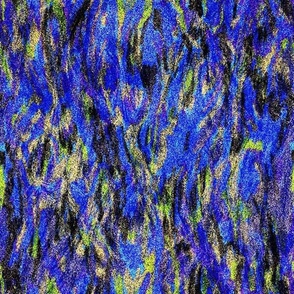 harmonious patterns in the sand, Sandy textured abstract Ultramarine blue, black and lime green