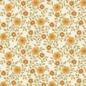 Eloise Floral - small - gold, white, and sage green 