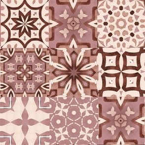 Neutral,beige,red,pink ,Moroccan tiles 