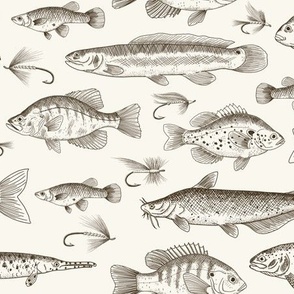 Small Scale - Brown Freshwater Fish Toile