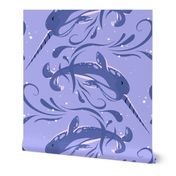 Narwhal Ocean Splash // Lavender Purple Navy Blue // JUMBO 