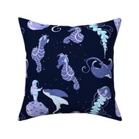 Astronaut  Manta Ray Seahorse Jellyfish Dreams // Sea Stars Ocean Galaxy //  JUMBO 