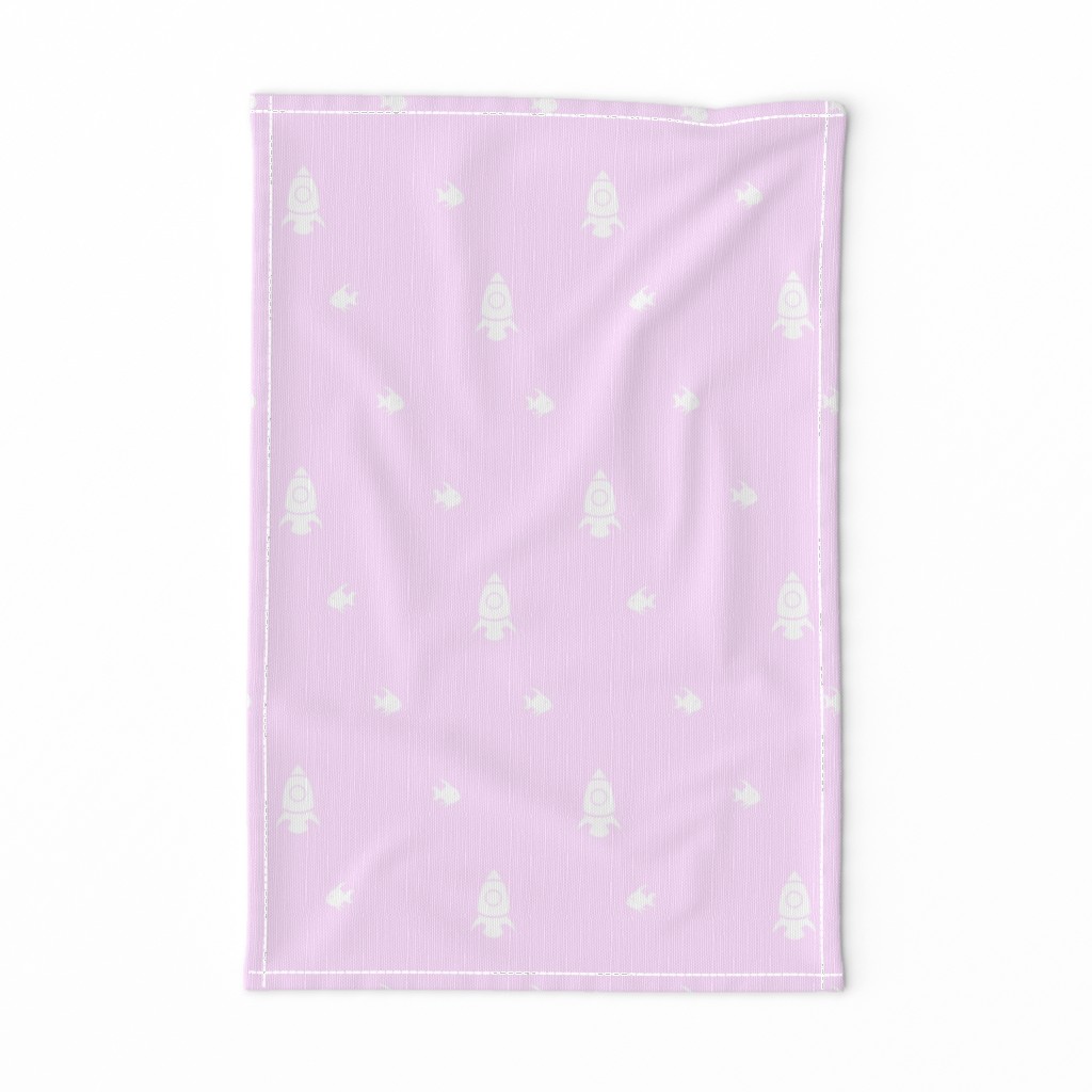 Little Astronaut Spaceship & School of Fish Polkadot // Bubblegum Pink & White // Medium 