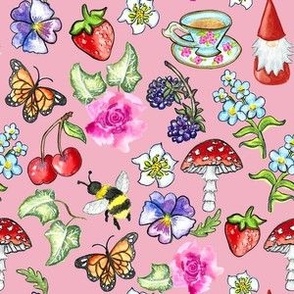 Whimsical Cottagecore Aesthetic Garden Tea Party Pink Coquette Dollette Hyperfeminine