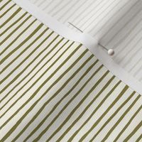 Small Handpainted watercolor wonky uneven stripes - Moss green on cream - Petal Signature Cotton Solids coordinate 