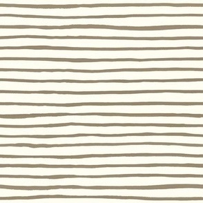Medium Handpainted watercolor wonky uneven stripes - Mushroom brown on cream - Petal Signature Cotton Solids coordinate 