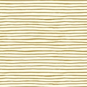 Small Handpainted watercolor wonky uneven stripes - Mustard (light brown yellow) on cream - Petal Signature Cotton Solids coordinate 