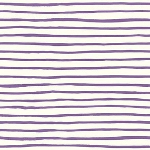 Medium Handpainted watercolor wonky uneven stripes - Orchid purple on cream - Petal Signature Cotton Solids coordinate 