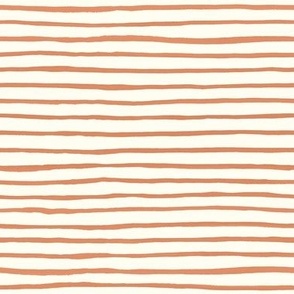 Medium Handpainted watercolor wonky uneven stripes - Peach on cream - Petal Signature Cotton Solids coordinate 