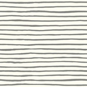 Medium Handpainted watercolor wonky uneven stripes - Pewter gray on cream - Petal Signature Cotton Solids coordinate 