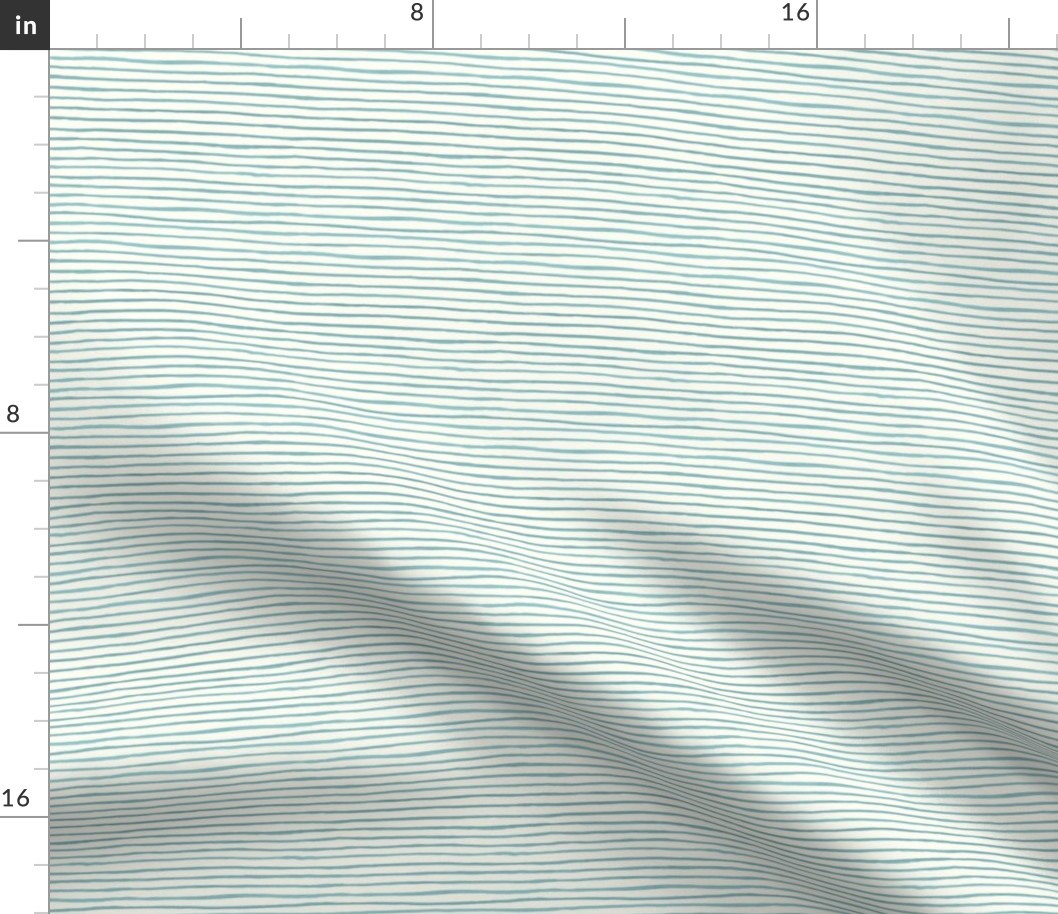 Small Handpainted watercolor wonky uneven stripes - Pool blue on cream - Petal Signature Cotton Solids coordinate 