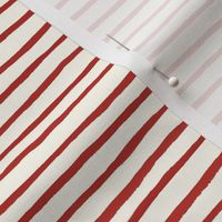 Medium Handpainted watercolor wonky uneven stripes - Poppy Red on cream - Petal Signature Cotton Solids coordinate 