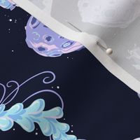 Astronaut  Manta Ray Seahorse Jellyfish Dreams // Sea Stars Ocean Galaxy // Medium    