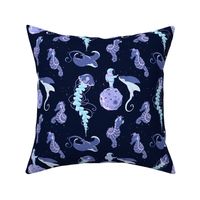 Astronaut  Manta Ray Seahorse Jellyfish Dreams // Sea Stars Ocean Galaxy // Medium    