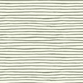 Small Handpainted watercolor wonky uneven stripes - Sage green on cream - Petal Signature Cotton Solids coordinate 