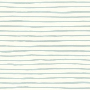 Medium Handpainted watercolor wonky uneven stripes - Sea Glass green on cream - Petal Signature Cotton Solids coordinate 