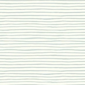 Small Handpainted watercolor wonky uneven stripes - Sea Glass green on cream - Petal Signature Cotton Solids coordinate 