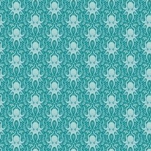 Pantone Ultra Steady Octopus Damask (Light Aqua on Teal) (Tiny / Micro Scale)