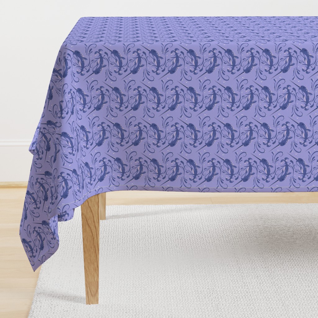 Narwhal Ocean Splash // Lavender Purple Navy Blue // Small 