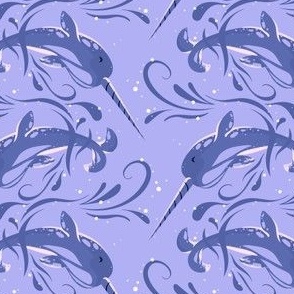 Narwhal Ocean Splash // Lavender Purple Navy Blue // Small 