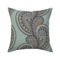 PAISLEY INSPIRED VINES MINT TEAL 02 XL