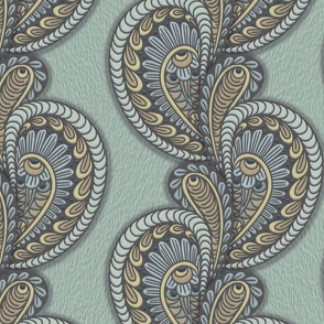 PAISLEY INSPIRED VINES MINT TEAL 02 XL