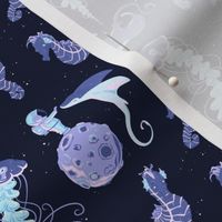 Astronaut  Manta Ray Seahorse Jellyfish Dreams // Sea Stars Ocean Galaxy // Small 