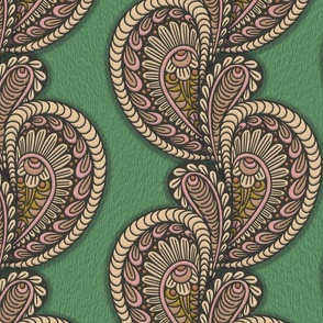 PAISLEY INSPIRED VINES GREEN XL