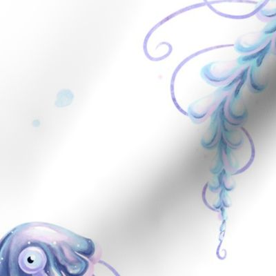 Watercolor Alien Jellyfish Spaceship // Ocean Sea Outer Space Galaxy Stars Swim // JUMBO 
