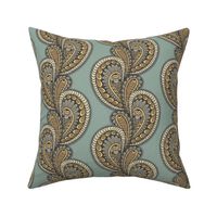 PAISLEY INSPIRED VINES MINT GREEN AND YELLOW 06 LARGE