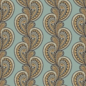 PAISLEY INSPIRED VINES MINT GREEN AND YELLOW 06 LARGE