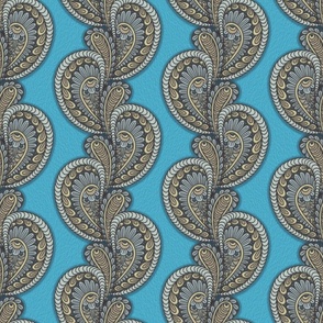 PAISLEY INSPIRED VINES TURQUOISE 10 LARGE