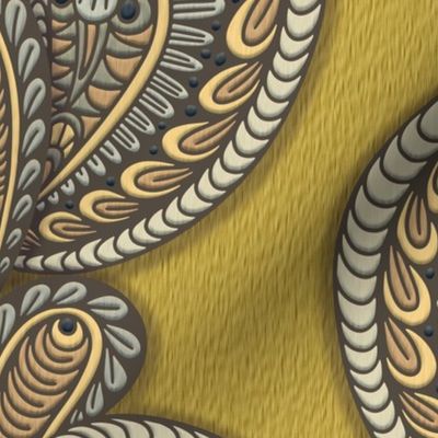 PAISLEY INSPIRED VINES YELLOW 11 XL