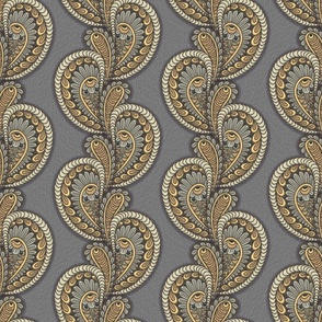 PAISLEY INSPIRED VINES GREY 13 LARGE