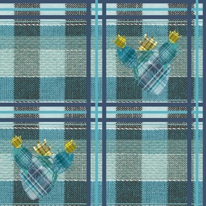 plaid cactus blues -navy and aqua 