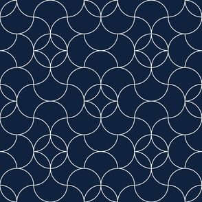 Large-Scale Navy Blue Ogee