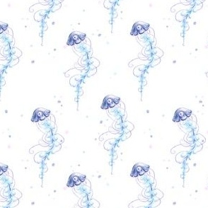Watercolor Alien Jellyfish Spaceship // Ocean Sea Outer Space Galaxy Stars Swim // Small 