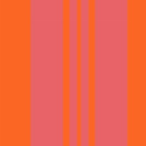 Traditional Vertical Stripes one large and three thinner orange on pink