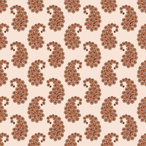 Orange And Brown Paisley On Peach - Small