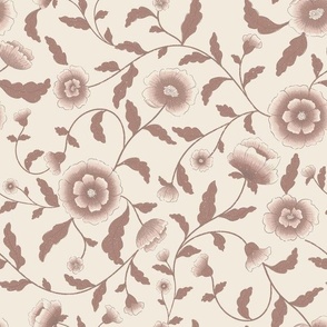 Vintage Flower Vines - Beige Rosewood