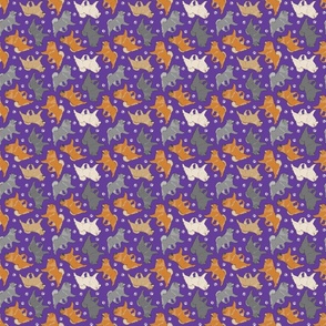 Tiny Trotting assorted Chow Chows and paw prints - purple