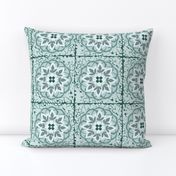 Mosaic Floral Mandala - Light Teal - Large Scale