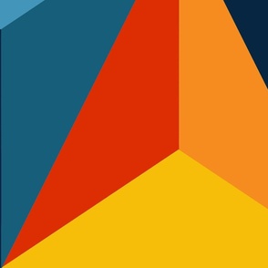 Vibrant Retro Optical Illusion: Geometric Blue and Orange Triangles (jumbo wallpaper size version)