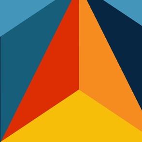 Vibrant Retro Optical Illusion: Geometric Blue and Orange Triangles (medium size version)