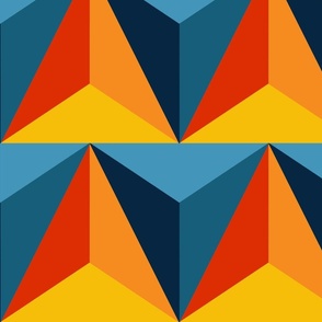 Vibrant Retro Optical Illusion: Geometric Blue and Orange Triangles (small size version)